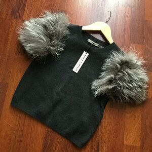 NWT Alice + Olivia Ciara Fur Sweater M